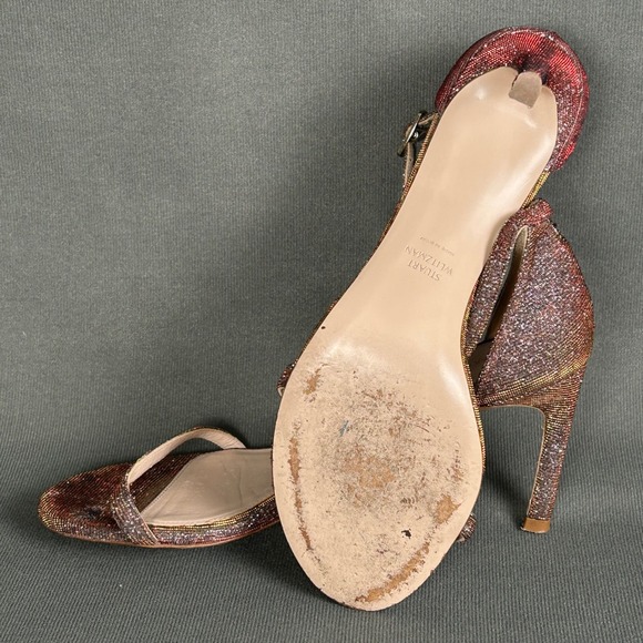 Stuart Weitzman Nudist Metallic Sunset Shimmer Ankle Strap Sandals 7.5 M Spain - Picture 7 of 12